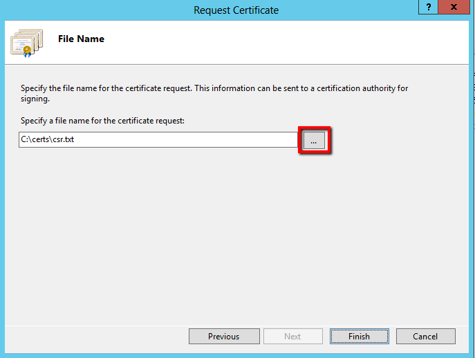 Request Certificate wizard