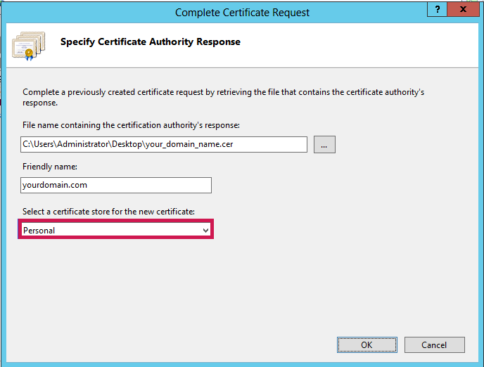 Complete Certificate Request