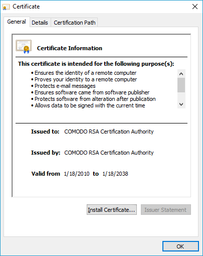 install intermediate certificate